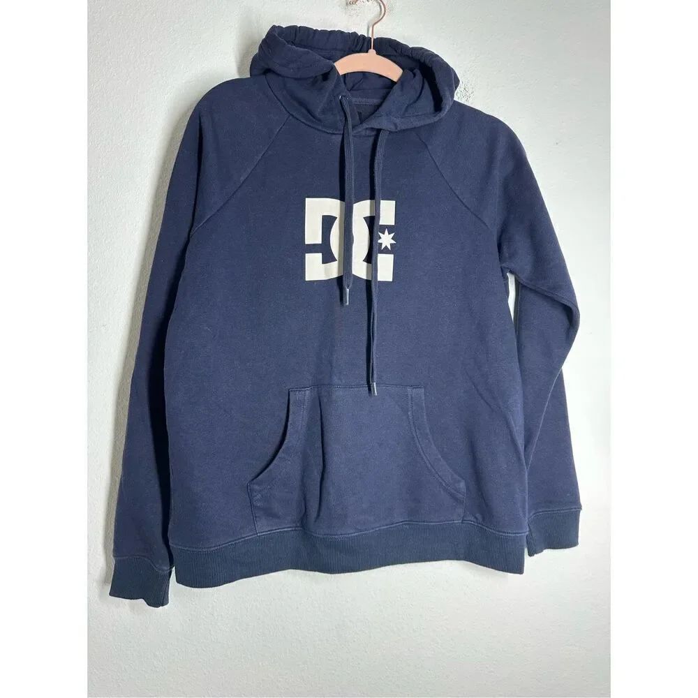 DC Shoes Star Men’s Pullover Hoodie Cotton Blend Navy Blue Size S